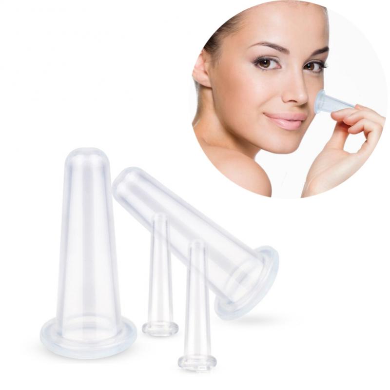 4pcs/set Jar Vacuum Cupping Cans for Massage Silicone Cupping Cup Vacuum Face Massage Cup For Face Body Unisex Durable Dropship