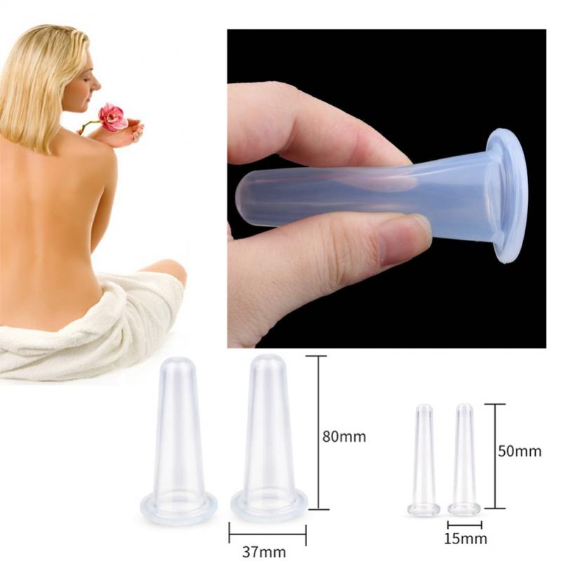 4pcs/set Jar Vacuum Cupping Cans for Massage Silicone Cupping Cup Vacuum Face Massage Cup For Face Body Unisex Durable Dropship