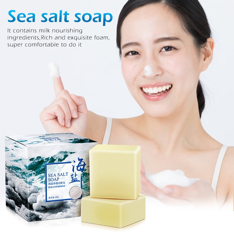 100g Removal Pimple Pore Acne Treatment Sea Salt Soap Cleaner Moisturizing Goat Milk Soap Face Care Wash Basis Soap TSLM1