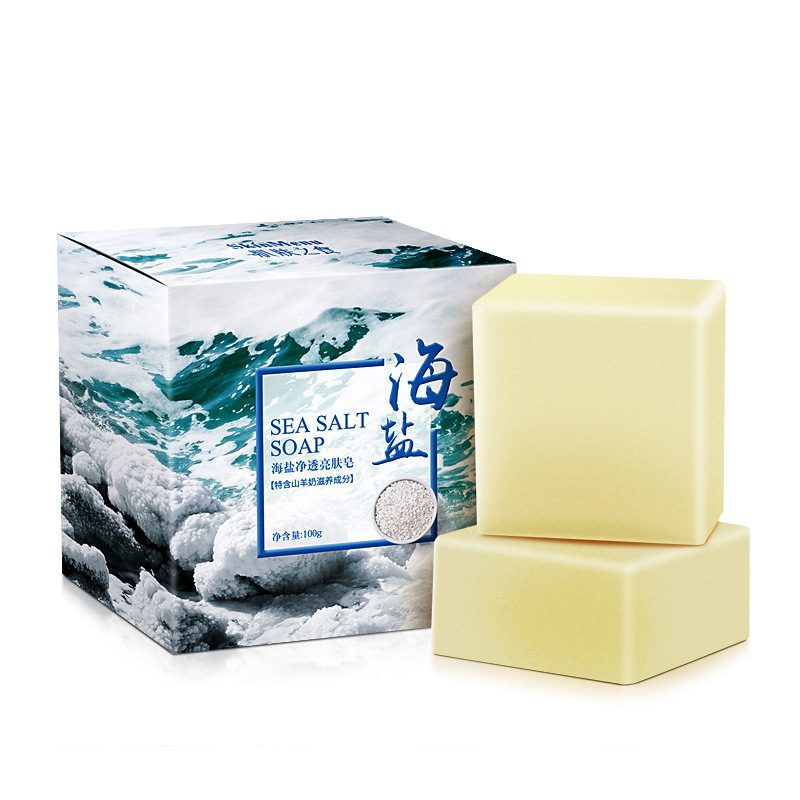 100g Removal Pimple Pore Acne Treatment Sea Salt Soap Cleaner Moisturizing Goat Milk Soap Face Care Wash Basis Soap TSLM1