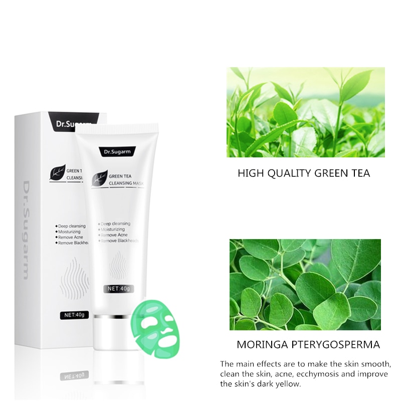 40g Dr.Sugarm Green Tea Blackhead Mask  Skin Care Remove Acne Nose Deep Cleansing  Pore Strip  Moisturizing Peel Mask Korea