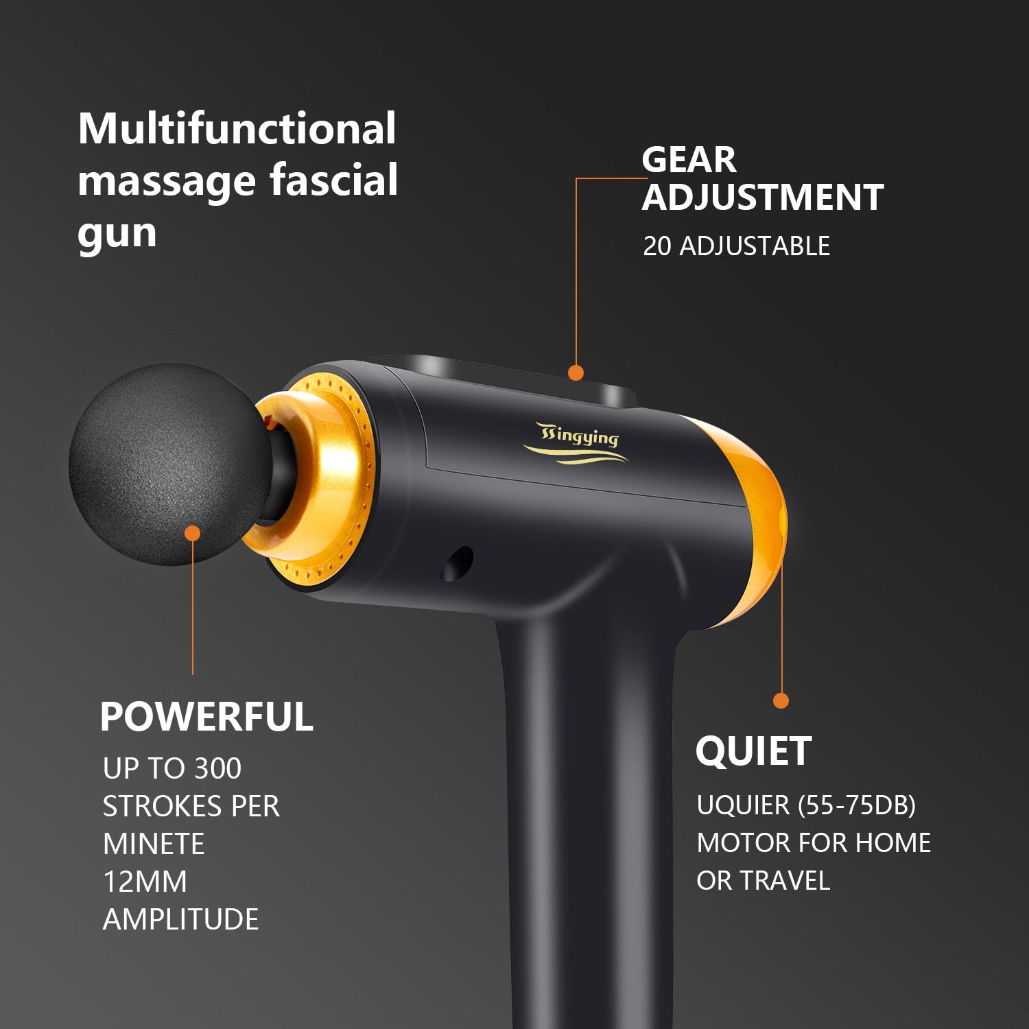 POWCAN Massage Gun Fascia Gun Muscle Relax Massage Electric Massager Fitness Equipment Noise Reduction Design For Male Female