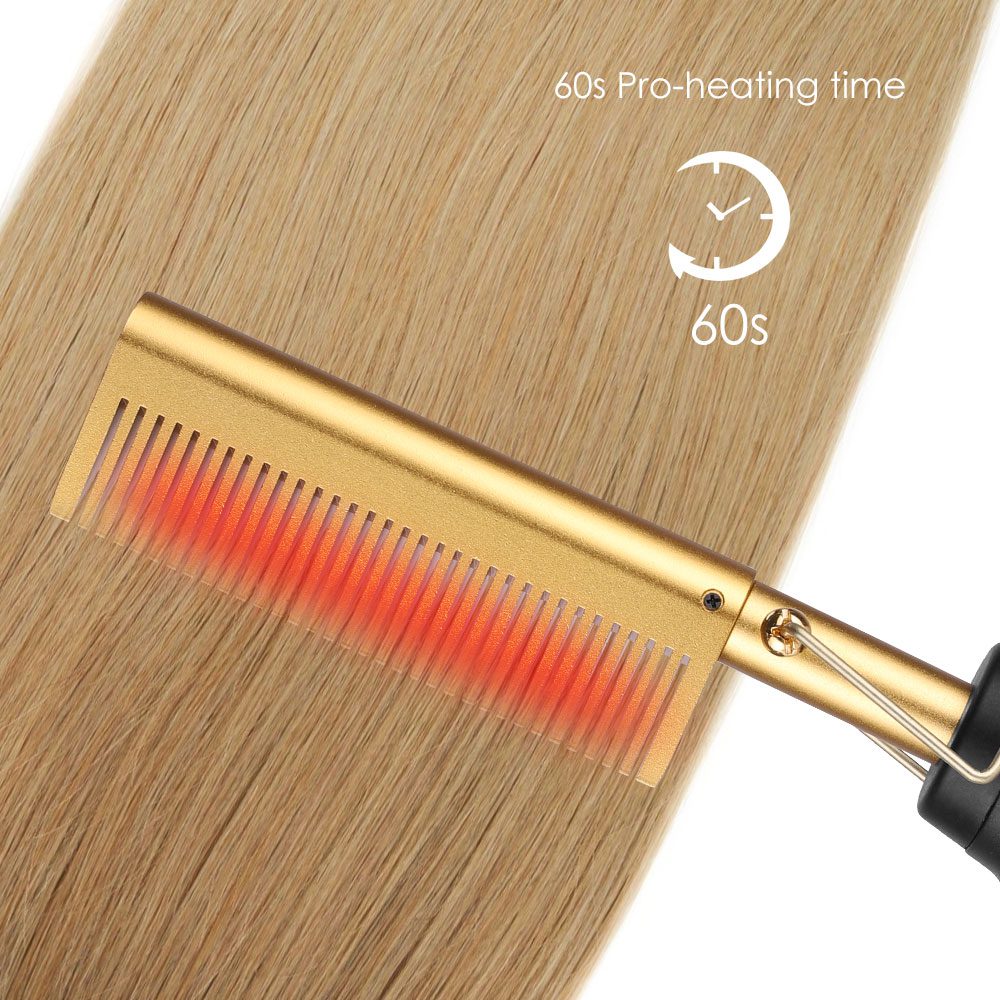 Hair Straightener Hot Heating Smooth Iron Comb Straightening Brush Multi-Function Corrugation Curling Iron Hair Curler Comb