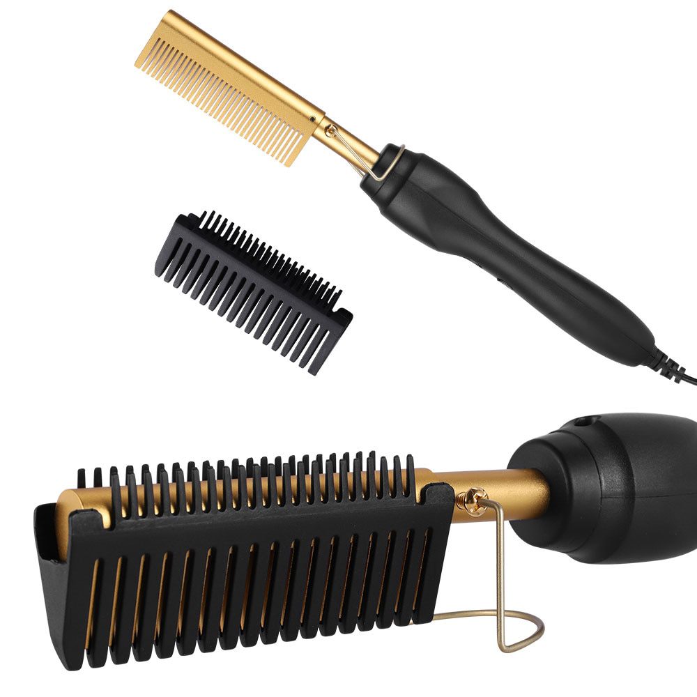 Hair Straightener Hot Heating Smooth Iron Comb Straightening Brush Multi-Function Corrugation Curling Iron Hair Curler Comb