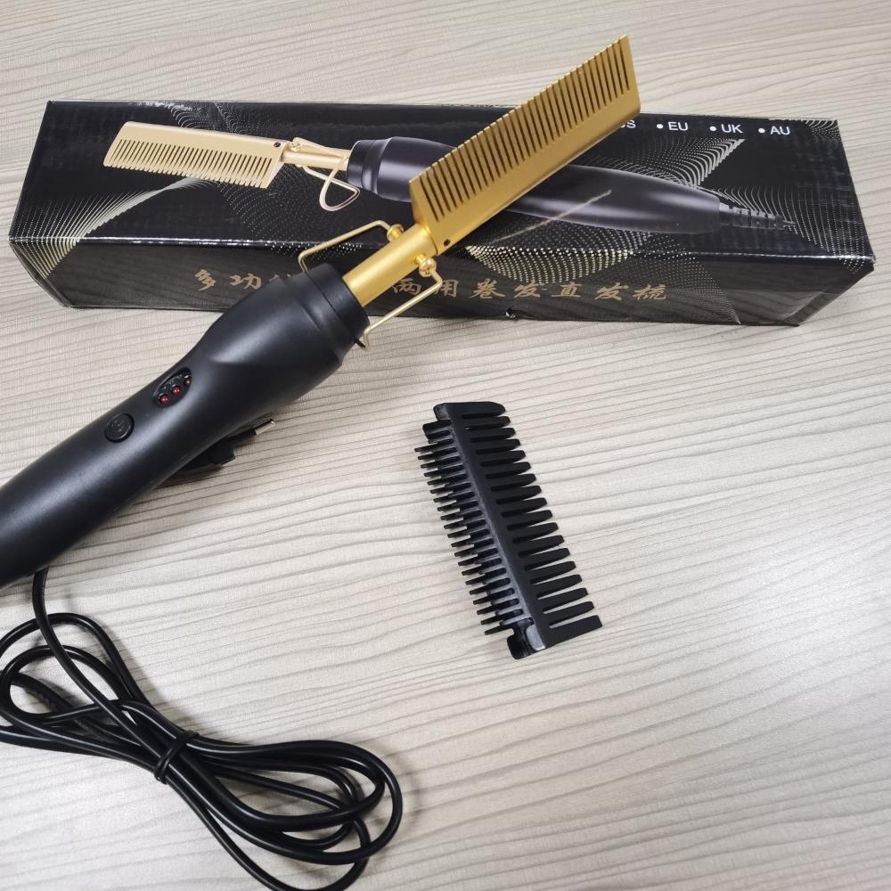 Hair Straightener Hot Heating Smooth Iron Comb Straightening Brush Multi-Function Corrugation Curling Iron Hair Curler Comb