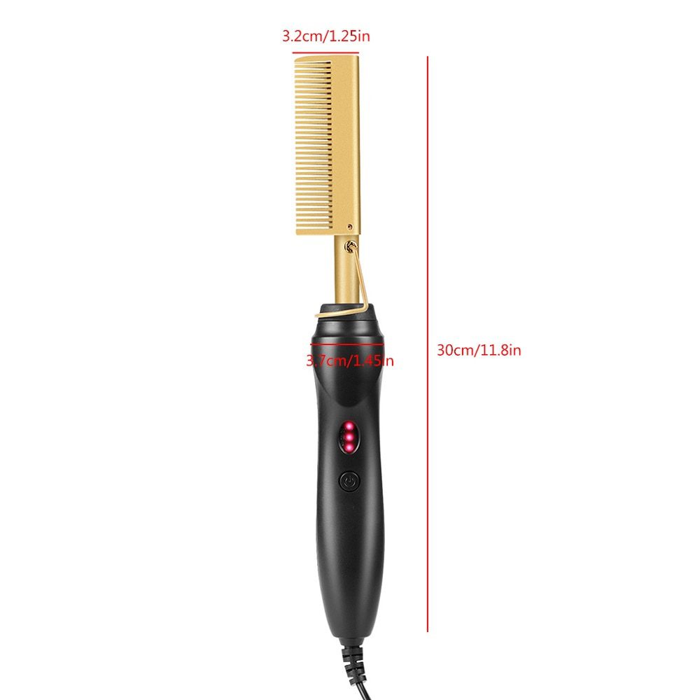 Hair Straightener Hot Heating Smooth Iron Comb Straightening Brush Multi-Function Corrugation Curling Iron Hair Curler Comb