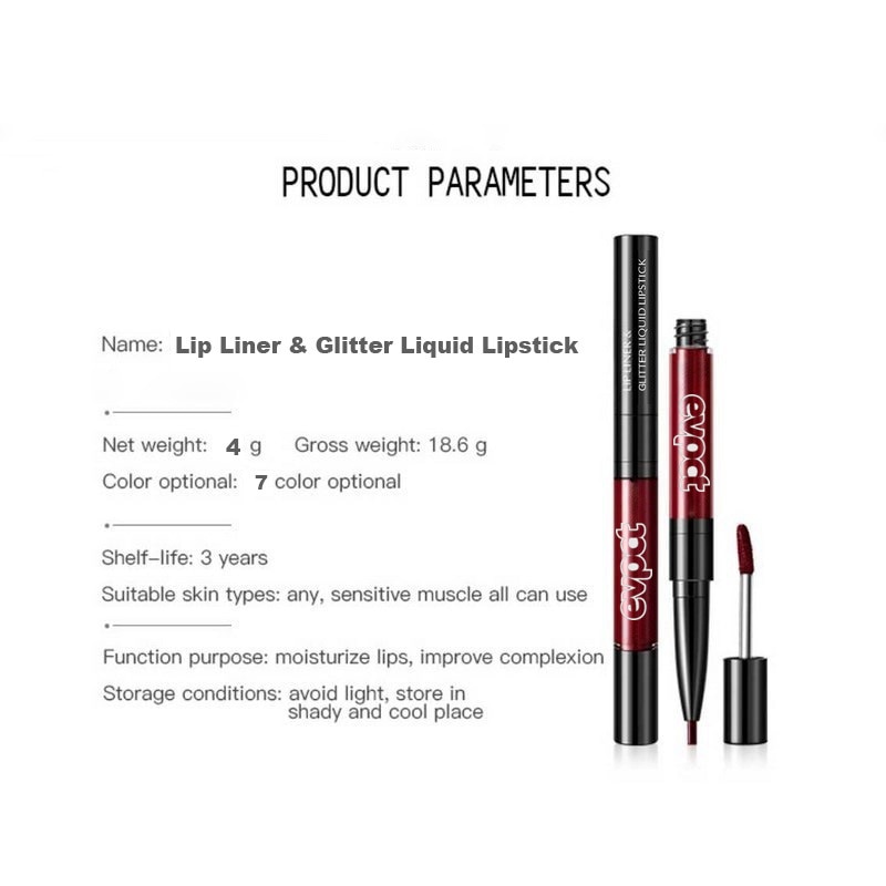 Glitter Lipgloss Makeup Double-headed Lipliner Waterproof Lasting Shining Diamond Lipgloss Liquid Cosmetics Professional TSLM2
