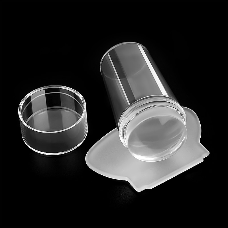 Pure Clear Jelly Silicone Nail Stamping Silicone Nail Art Templates Plate Scraper With Cap Art Stamper Scraper Makeup Tools