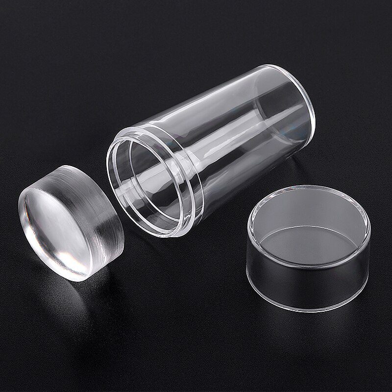 Pure Clear Jelly Silicone Nail Stamping Silicone Nail Art Templates Plate Scraper With Cap Art Stamper Scraper Makeup Tools