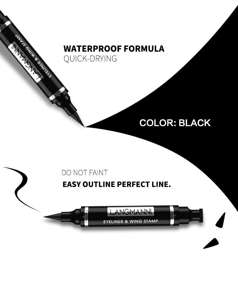 Double-head Waterproof Liquid Eyeliner Quick Drying Non-blooming Stamp Liner Pen 2 In 1 Long Lasting Eye Makeup Cosmetics TSLM1