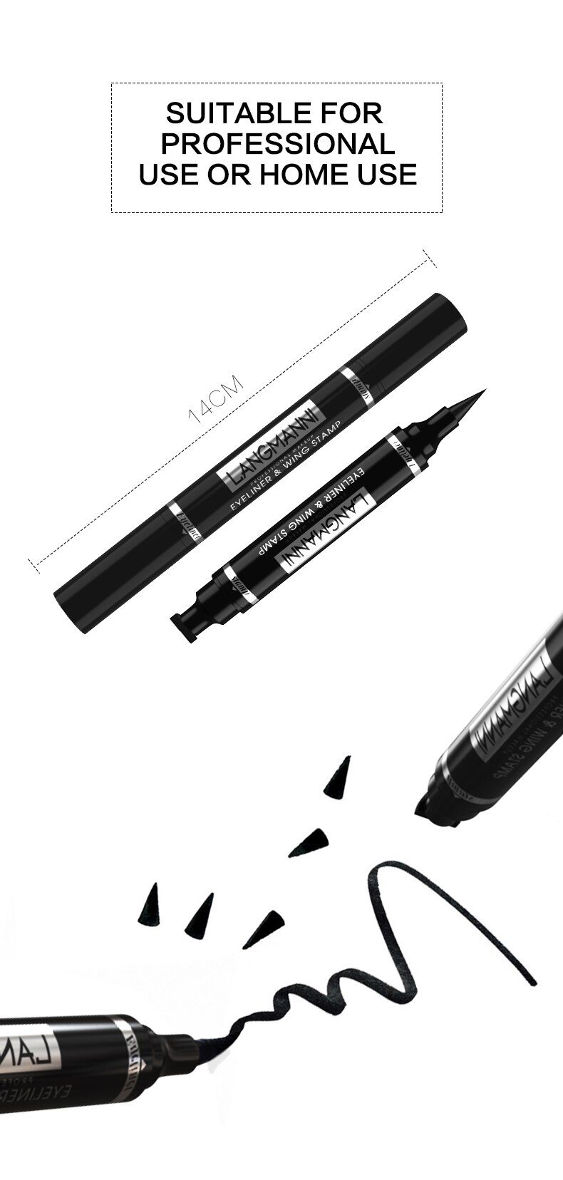 Double-head Waterproof Liquid Eyeliner Quick Drying Non-blooming Stamp Liner Pen 2 In 1 Long Lasting Eye Makeup Cosmetics TSLM1