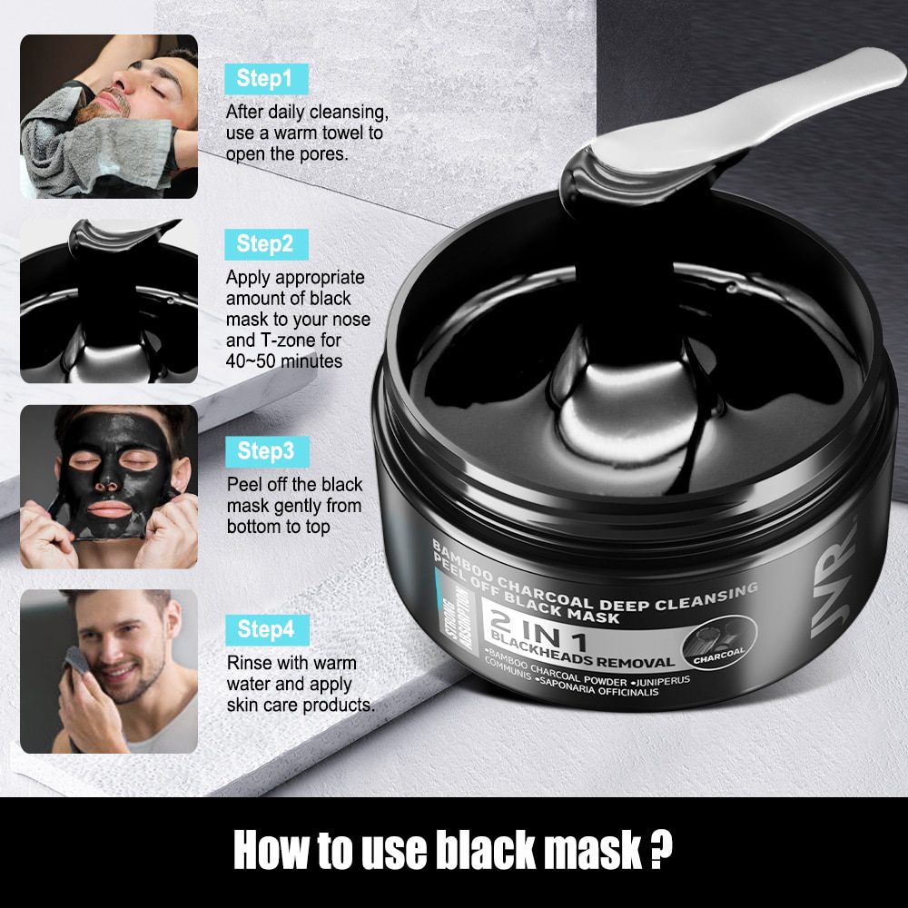 Blackhead Remover Mask Skin Care Bamboo Charcoal Against Black Dots Cleansing Peel Off Face Mask Pore Strip Acne Treatment 120g