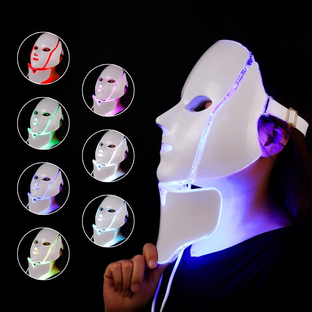 Foreverlily 7 Colors Led Facial Mask Led Korean Photon Therapy Face Mask Machine Light Therapy Acne Mask Neck Beauty Led Mask