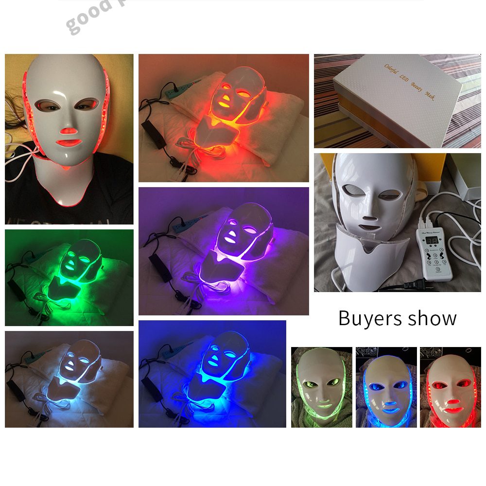 Foreverlily 7 Colors Led Facial Mask Led Korean Photon Therapy Face Mask Machine Light Therapy Acne Mask Neck Beauty Led Mask