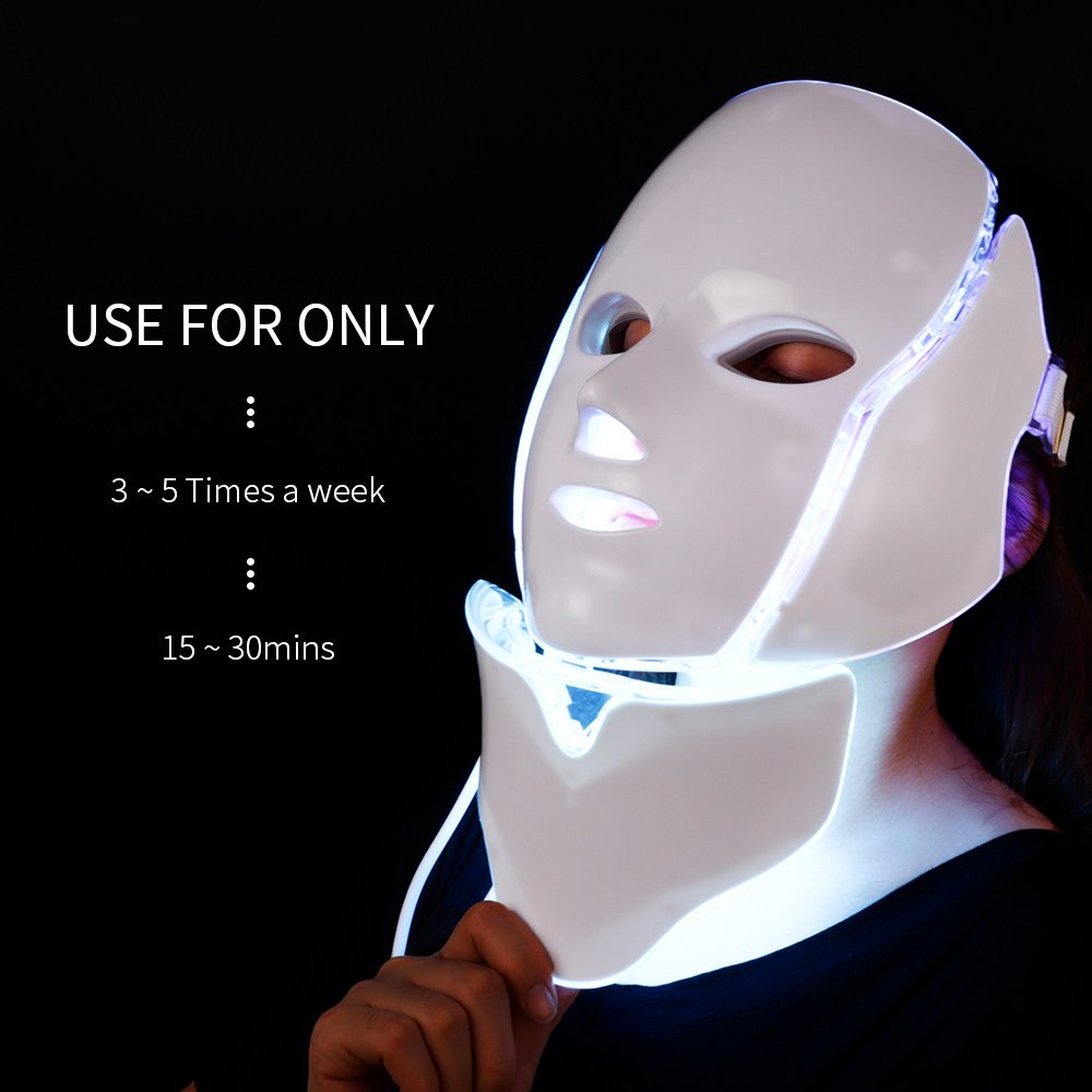 Foreverlily 7 Colors Led Facial Mask Led Korean Photon Therapy Face Mask Machine Light Therapy Acne Mask Neck Beauty Led Mask