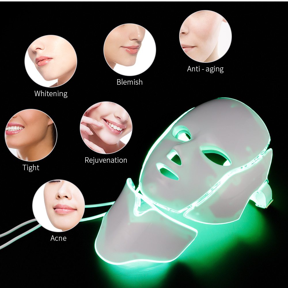 Foreverlily 7 Colors Led Facial Mask Led Korean Photon Therapy Face Mask Machine Light Therapy Acne Mask Neck Beauty Led Mask