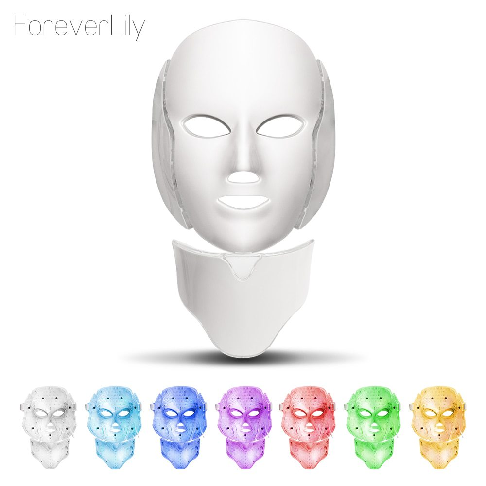 Foreverlily 7 Colors Led Facial Mask Led Korean Photon Therapy Face Mask Machine Light Therapy Acne Mask Neck Beauty Led Mask