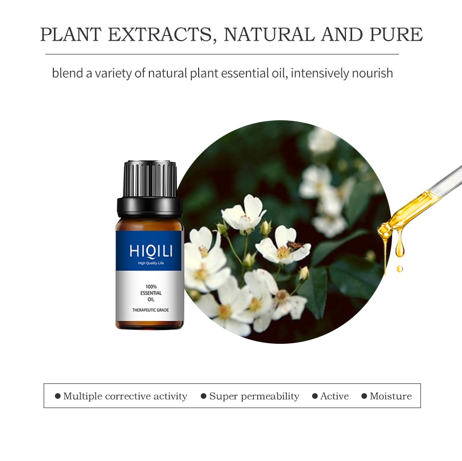 HIQILI 6Pcs/set 10ML Essential Oil Gift Box Tea Tree Peppermint Lavender Lemongrass Eucalyptus Vanilla Cinnamon Sandalwood Oil