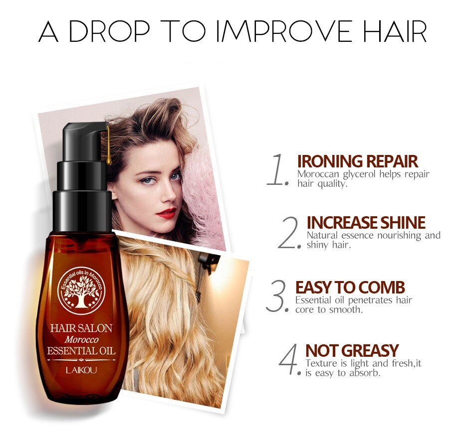 30ml Moroccan Pure Argan Oil Hair Essential Oil Growth Anti Hair Loss Dry Damaged Repair Multi-functional Hair & Scalp CareTSLM2