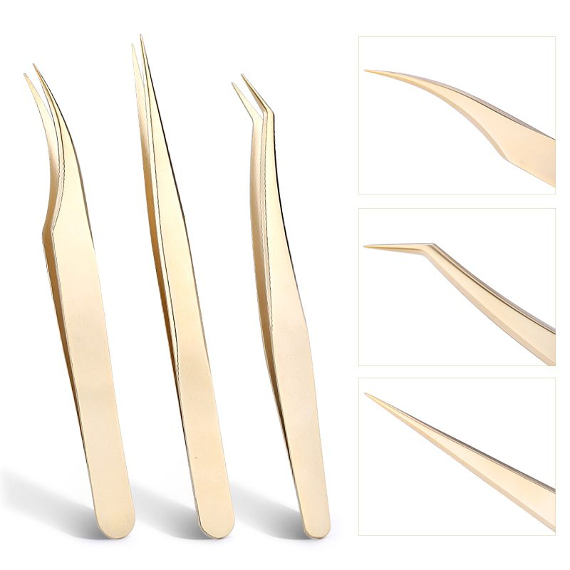 Professional Eyelashes Tweezers For Lashes Extension Nipper Stainless Steel High Precision Eyelash Extension Tweezers Set