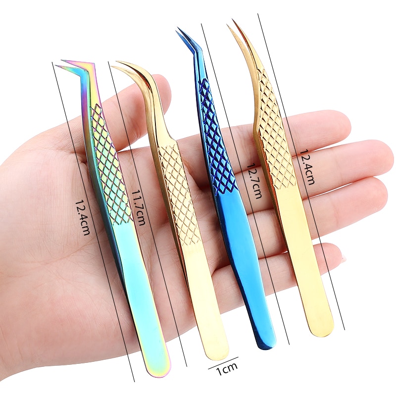 Professional Eyelashes Tweezers For Lashes Extension Nipper Stainless Steel High Precision Eyelash Extension Tweezers Set