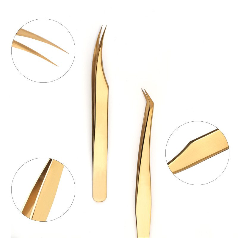 Professional Eyelashes Tweezers For Lashes Extension Nipper Stainless Steel High Precision Eyelash Extension Tweezers Set