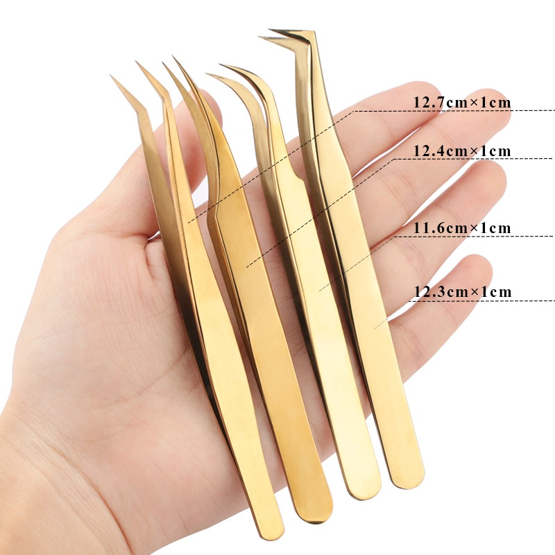 Professional Eyelashes Tweezers For Lashes Extension Nipper Stainless Steel High Precision Eyelash Extension Tweezers Set