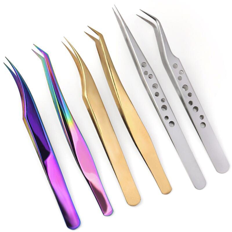 Professional Eyelashes Tweezers For Lashes Extension Nipper Stainless Steel High Precision Eyelash Extension Tweezers Set