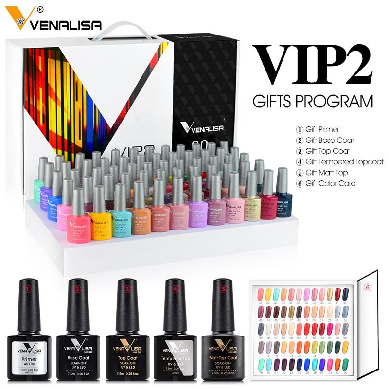 2021 new 60 fashion color Venalisa gel polish enamel vernish color gel polish for nail art design whole set nail gel learner kit