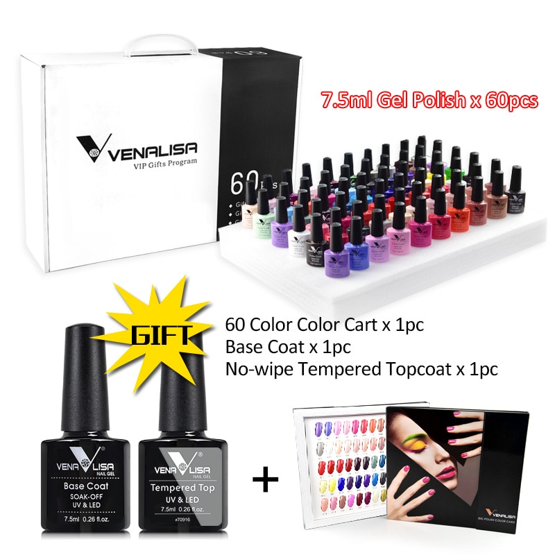 2021 new 60 fashion color Venalisa gel polish enamel vernish color gel polish for nail art design whole set nail gel learner kit