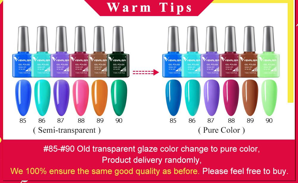 2021 new 60 fashion color Venalisa gel polish enamel vernish color gel polish for nail art design whole set nail gel learner kit