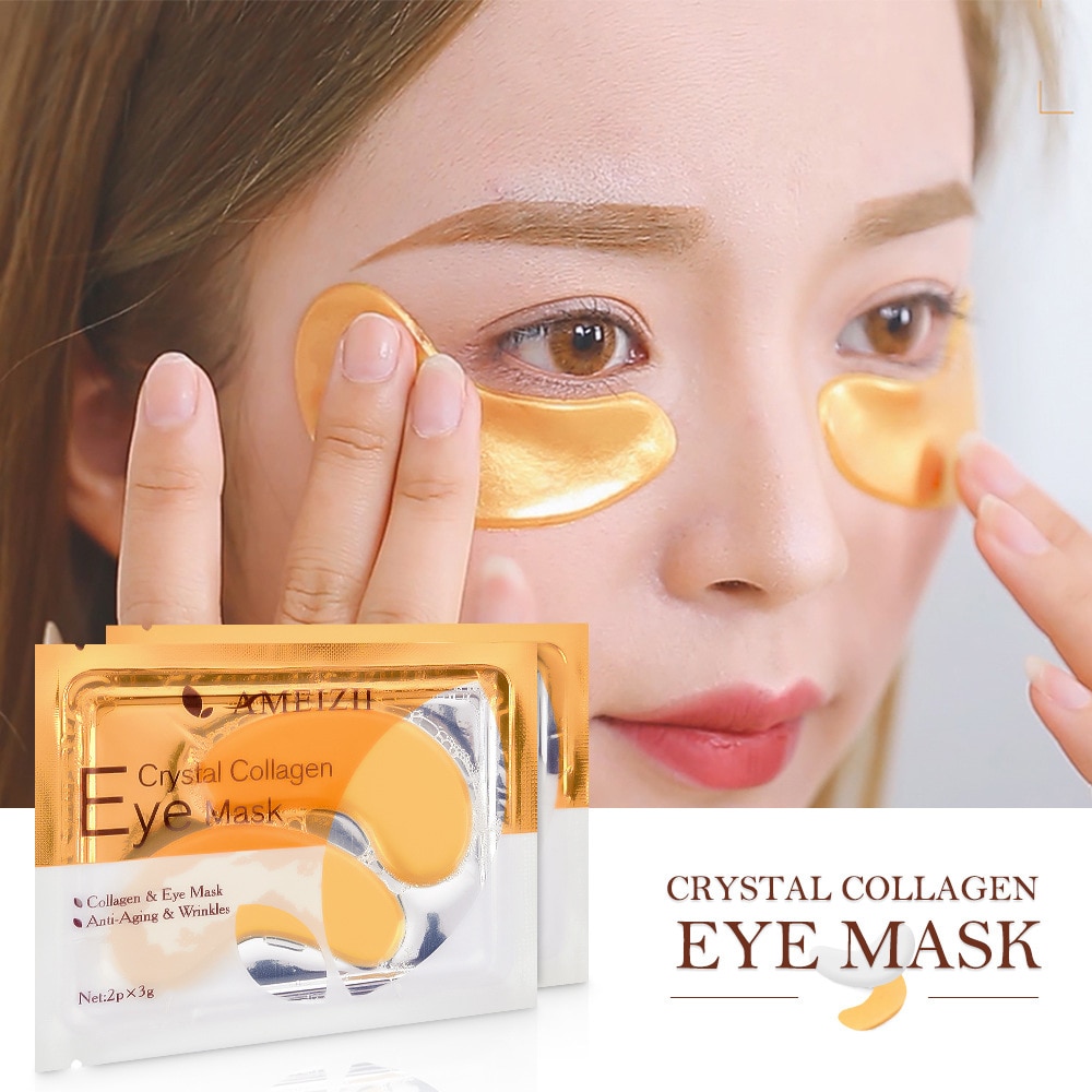 2Pcs=1Pair 24K Gold Crystal Collagen Eye Mask Eye Patches For Eye Care Dark Circles Remove Anti-Aging Wrinkle Skin Care TSLM2