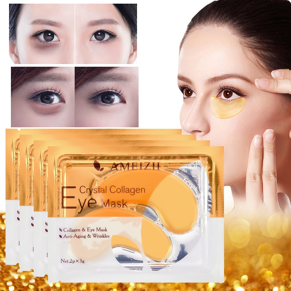 2Pcs=1Pair 24K Gold Crystal Collagen Eye Mask Eye Patches For Eye Care Dark Circles Remove Anti-Aging Wrinkle Skin Care TSLM2
