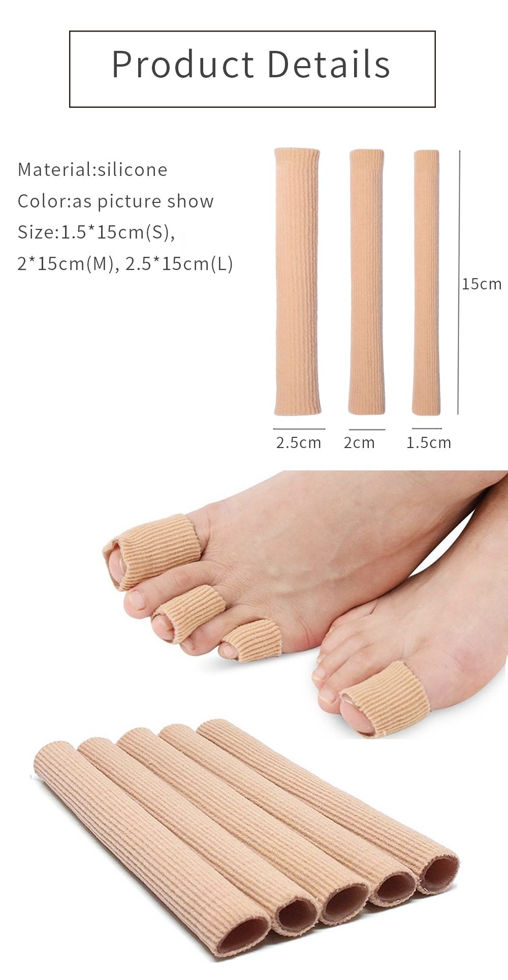 Fabric Finger Toe Protector Separator Applicator Pedicure Corn Callus Remover Hand Pain Relief Soft Silicone Tube Foot Care Tool