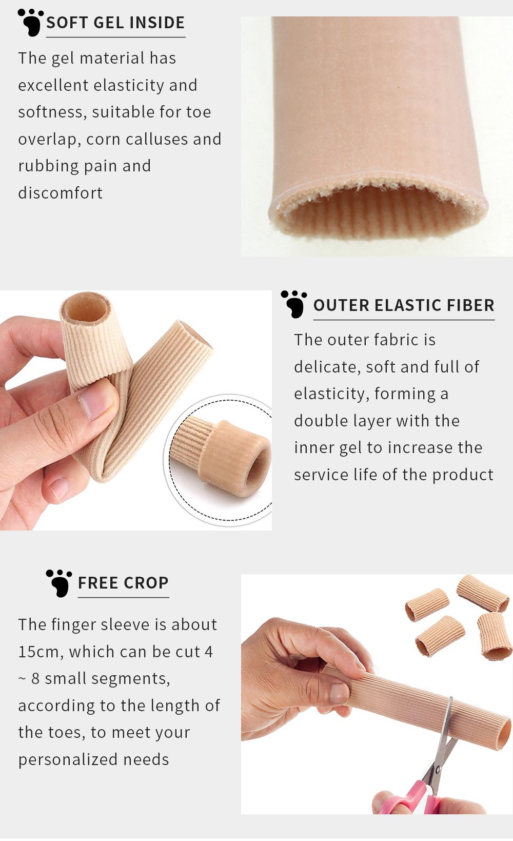 Fabric Finger Toe Protector Separator Applicator Pedicure Corn Callus Remover Hand Pain Relief Soft Silicone Tube Foot Care Tool