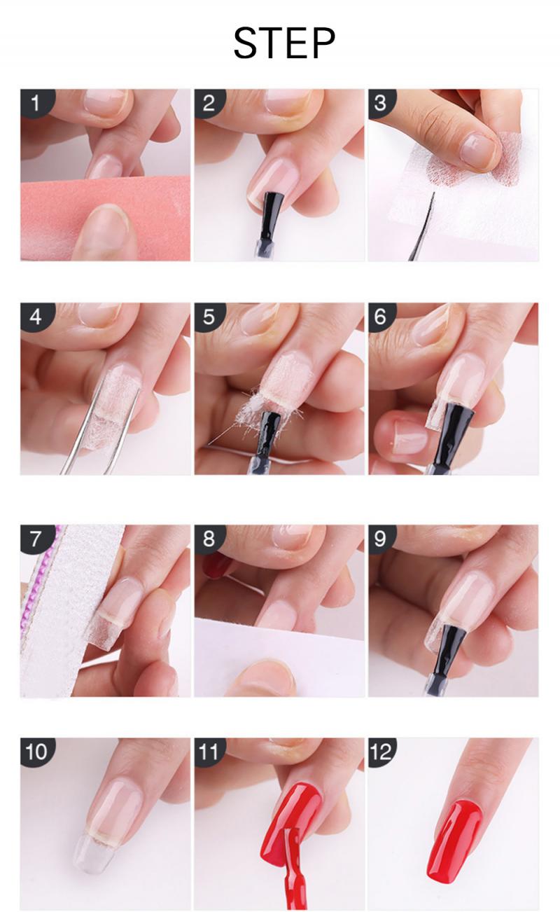 20/10Pcs Nail Fiberglass Silk Nails Wrap Nail Extension Fiber Glass With 15ml UV Fiber Builder Glue Gel Nail Art Tools Kit TSLM1