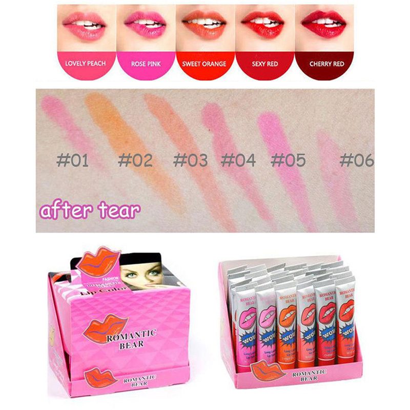 2020 Sexy 1PCS Amazing 6 Colors Waterproof Liquid Makeup Lip Stick Long Lasting Lipstick Tint Tear Pull Lip Gloss Lipgolss TSLM1