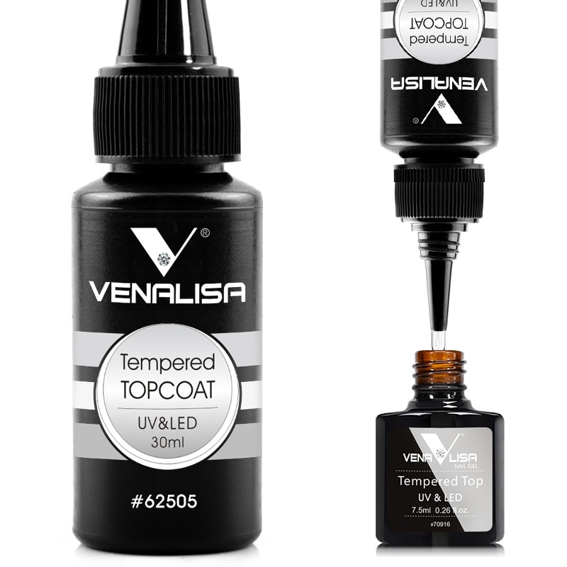 Venalisa Brand 30ml Super Quality Nail Art Soak Off UV/LED No Wipe Top Coat Base Coat Without Sticky Layer Matt Tempered TopCoat
