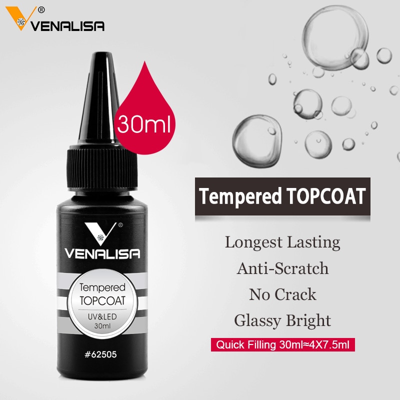 Venalisa Brand 30ml Super Quality Nail Art Soak Off UV/LED No Wipe Top Coat Base Coat Without Sticky Layer Matt Tempered TopCoat