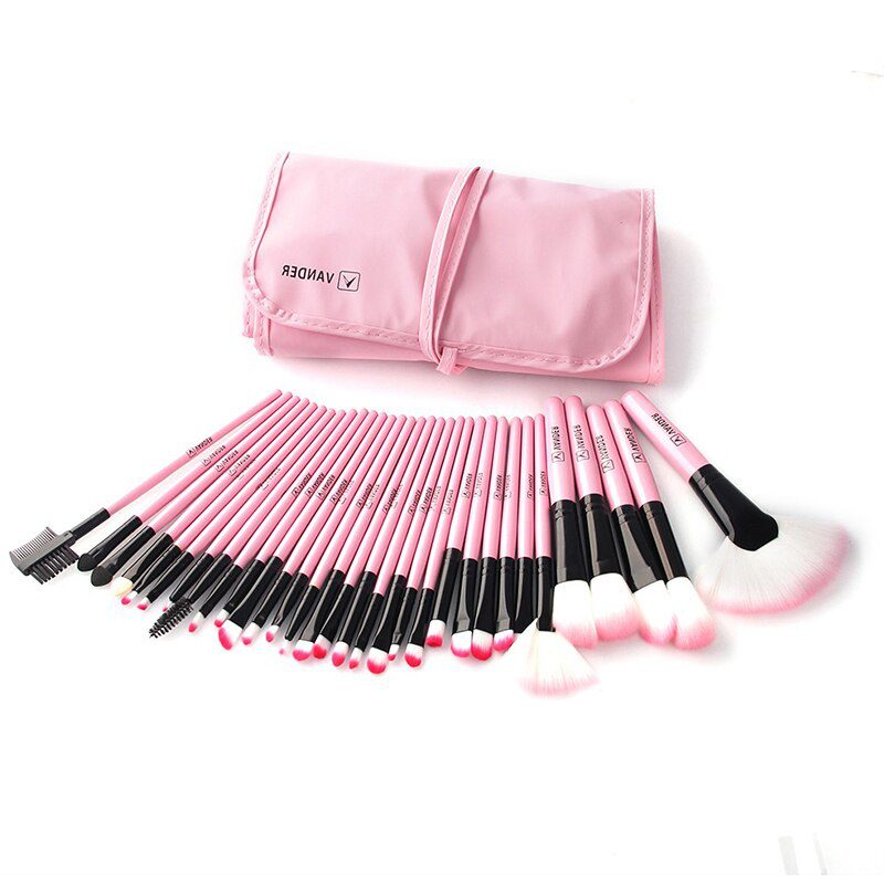 32Pcs Set Professional Makeup Brush Foundation Eye Shadows Lipsticks Powder Make Up Brushes Tools w/ Bag pincel maquiagem