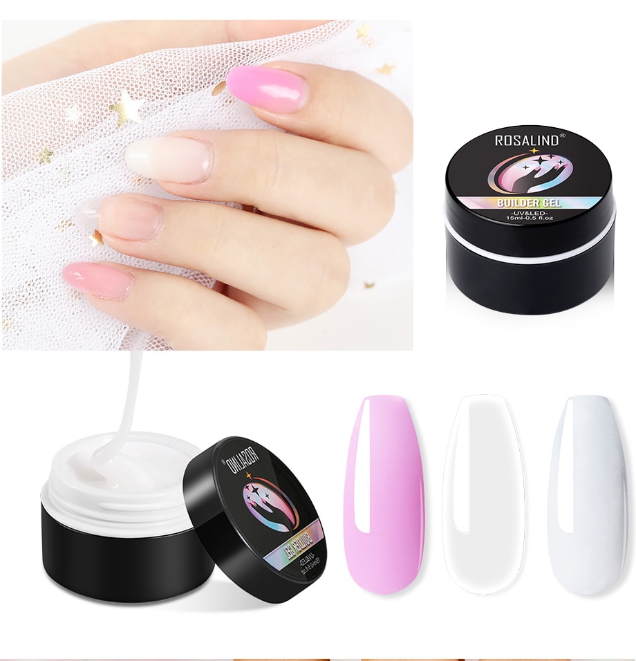 ROSALIND Poly Nail Gel Kit Lamp Gel Polish Set All for Manicure Nails Art Poly Nail Gel For Extension Tool Kit Professional Set
