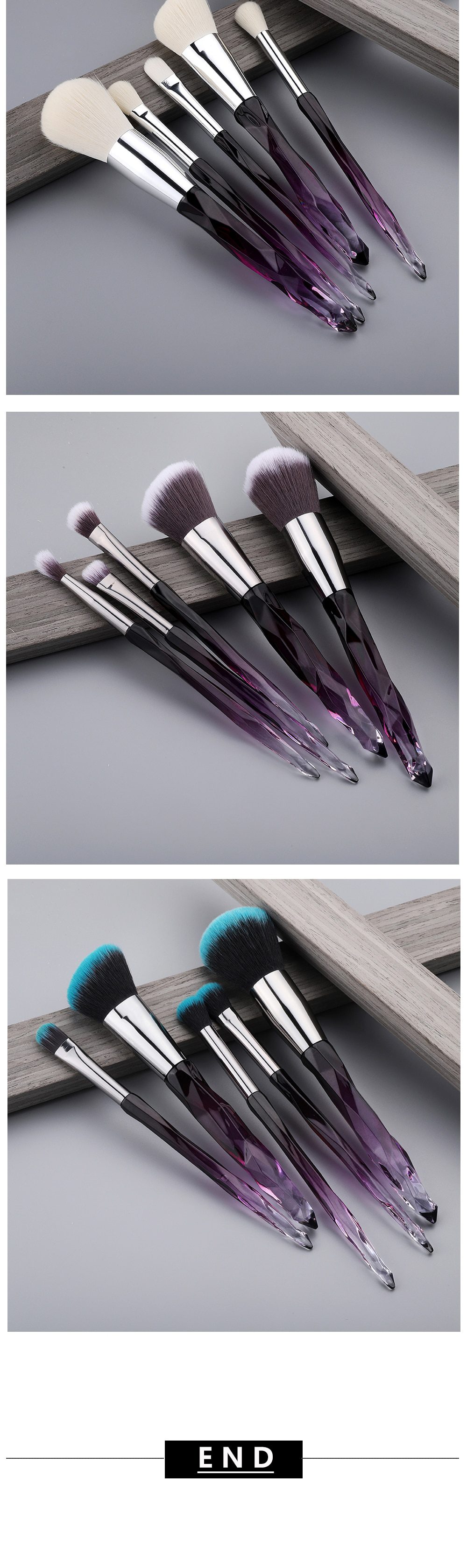 FLD 13/10/5pcs Crystal Makeup Brushes Set Powder Foundation Fan Brush Eye Shadow Eyebrow Professional Blush Makeup Brush Tools