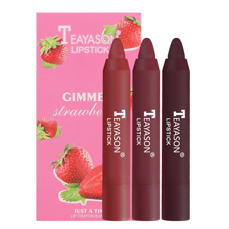 3pcs Matte Velvet Lipstick Set Delicate Smooth Waterproof Non-stick Cup No Fading Air Lipstick Lasting Lip Makeup TSLM1