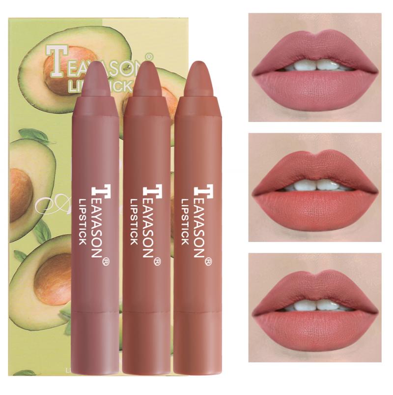 3pcs Matte Velvet Lipstick Set Delicate Smooth Waterproof Non-stick Cup No Fading Air Lipstick Lasting Lip Makeup TSLM1