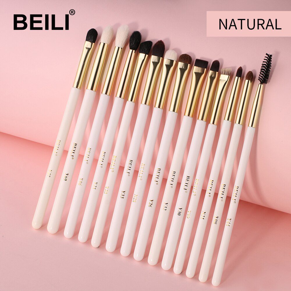 BEILI Black 15-18Pcs Makeup brushes Natural Goat Pony hair Eye shadow Blending Eyeliner Eyebrow Smokey shade brush set