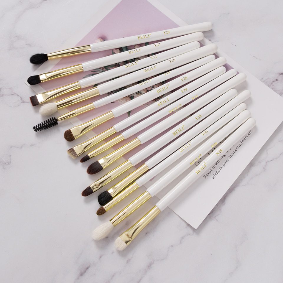 BEILI Black 15-18Pcs Makeup brushes Natural Goat Pony hair Eye shadow Blending Eyeliner Eyebrow Smokey shade brush set