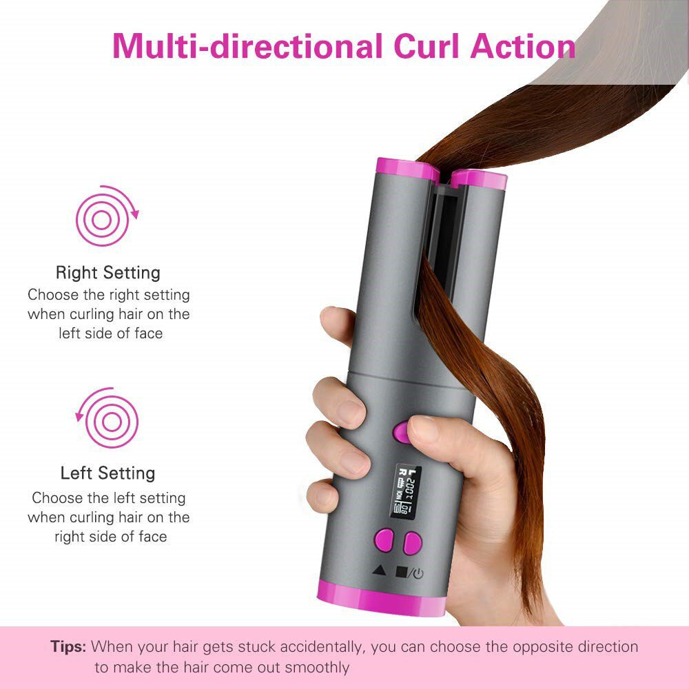 Automatic Hair Curler Auto Ceramic Wireless Curling Iron Hair Waver Tongs Beach Waves Iron Curling Wand Air Curler USB Cordless