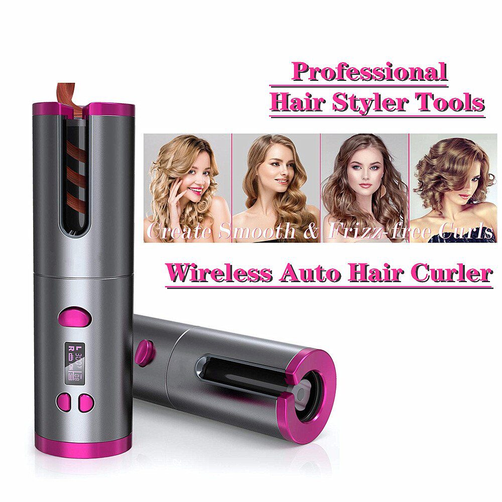 Automatic Hair Curler Auto Ceramic Wireless Curling Iron Hair Waver Tongs Beach Waves Iron Curling Wand Air Curler USB Cordless