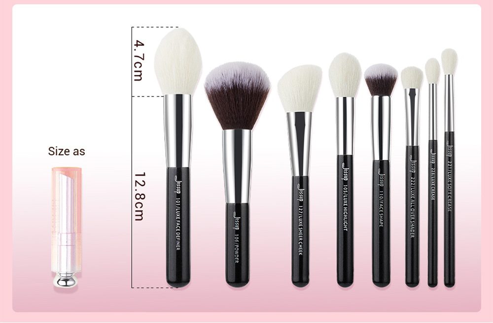 Jessup Makeup brushes set Black/Silver Professional with Natural Hair Foundation Powder Eyeshadow Make up Brush Blush 6pcs-25pcs