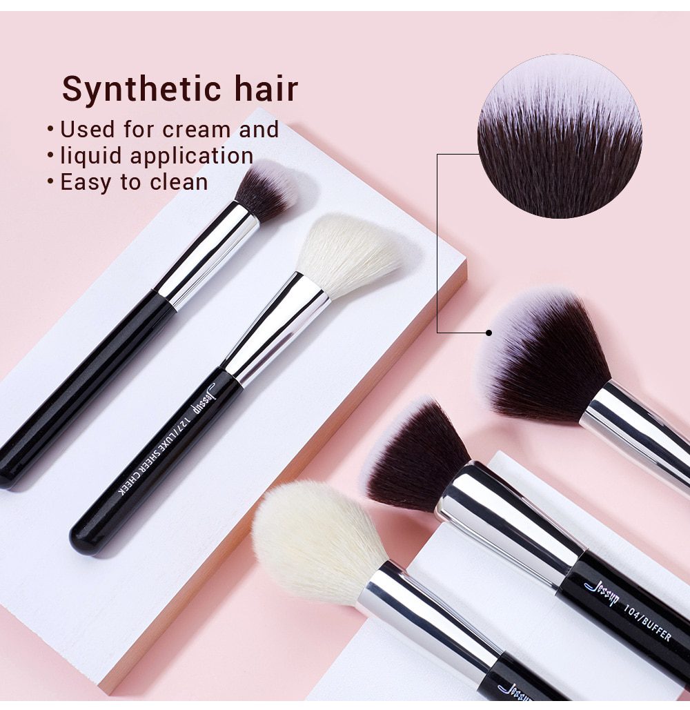 Jessup Makeup brushes set Black/Silver Professional with Natural Hair Foundation Powder Eyeshadow Make up Brush Blush 6pcs-25pcs